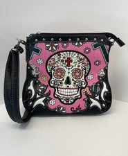 Vaquera Moda Calavera de Azúcar Rosa Bandolera/Hombro Mujer’s Bolso de Mano Cartera Nuevo sin Etiquetas