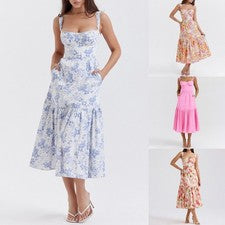 Vestido Microelasticidad Poliéster Cuadrado - Cuello Hasta Tobillo Sin Mangas Caliente