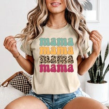 Camiseta Mamá Leopardo Mujer Elegante Mamá Linda Moda Retro Regalo Para Ella