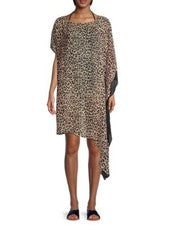 Vestido asimétrico con estampado de leopardo DKNY para mujer - bronceado - talla S/M