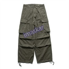 Pantalones largos sueltos con bandas al tobillo plisados cargo estilo americano para hombre bolsillos