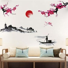 Pegatinas de pared para el hogar extraíbles románticas autoadhesivas suaves estilo chino