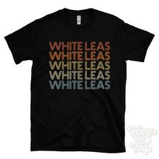 CAMISETA BLANCA ESTILO RETRO REPETIDO LEAS para hombre y mujer Reino Unido top name regalo