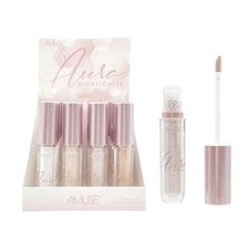 CONJUNTO DE DOS (2) AMUSE Aura Iluminador Líquido Brillo Brillo Maquillaje Rostro Cuerpo