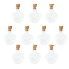 Mini botellas de vidrio de 10 piezas con forma de corazón de corcho para botellas de perfume