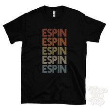 CAMISETA ESTILO RETRO REPETIDO ESPIN Hombre y Mujer Novedad Genial Nombre Regalo