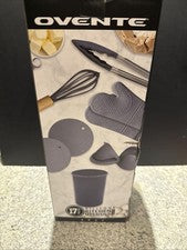 Juego de utensilios de cocina Ovente 17 piezas de silicona gris (nuevo en caja)