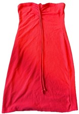 Moda Nova Para Mujer Vestido Sin Tirantes Rojo Bodycon Acanalado Frontal Corbata Talla M
