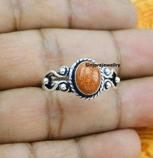 Anillo Piedras Preciosas Piedra Solar Plata de Ley 925 Hecho a Mano Regalo EE. UU. Talla 5 a 10