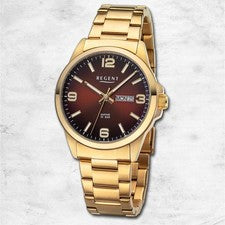 Regent metal reloj para hombres reloj de pulsera cuarzo oro correa de metal URF1530