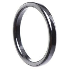 Anillo delgado de hematita 3 mm plano gris oscuro estrecho anillo de piedra simple