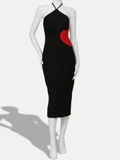 Vestido para mujer Avec Les Filles negro con cuentas corazón halter cuello talla 4
