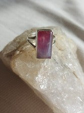 ANILLO JOYERÍA PLATA ESTERLINA 925 PIEDRA LUNAR ARCO IRIS ROSA PIEDRAS PRECIOSAS NATURALES 3 A12