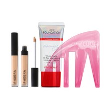 Paquete de maquillaje PHOERA conjunto de tubo de base para el cuidado de la piel, corrector y plantilla de contorno