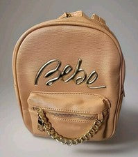 Mini mochila BEBE Gianna para mujer color tostado con detalles dorados cadena nueva con etiquetas asa de bucle