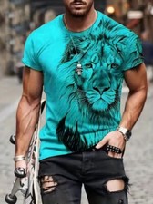 Camisetas Art Lion con estampado gráfico 3D moda manga corta ligeras y sedosas