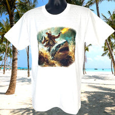 Camiseta con gráfico de tiburón/vaquero Sealife talla M