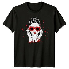 Mujer Corazón Gafas de sol Moda Hombre Camiseta Mujer Camiseta Gráfico...