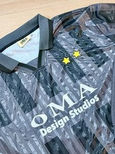 Camiseta de fútbol de manga larga unisex para adultos Oma Design Studio negra, talla XL NUEVA SIN ETIQUETAS