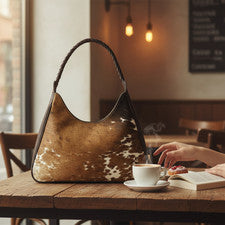 Bolso de hombro holgado de cuero de vaca para mujer estilo occidental