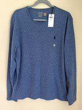 Camiseta Polo Ralph Lauren Personalizada Calce Ajustado Manga Larga Azul Hombre’s Talla Grande