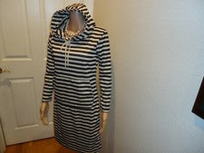 Moda Mia Para Mujer Gris/Negro Manga Larga Cambio Vestido con Capucha Talla S