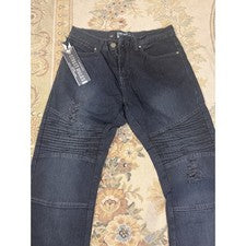 Pantalones de mezclilla acanalados desgastados negros de motociclista Street Rules para hombre 30x30 NUEVO