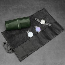 Estuche enrollable de reloj de lujo de cuero genuino 6 ranuras bolsa de almacenamiento de relojes caja de viaje #