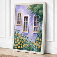 Impresión en lienzo boho de fachada púrpura en flor arte de pared decoración del hogar listo para colgar