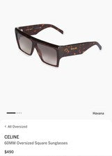 Gafas de sol cuadradas de gran tamaño CELINE60 MM $490AÑADIR A LA BOLSA