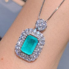 Nuevo Dije Navidad Mujeres Niñas Joyería Azul Neón Turmalina Gemas Collar Colgantes