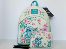 Juego de mini mochila y billetera floral Disney Stitch Lilo & Stitch Pato Hibisco Bolso