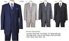 Traje de moda a rayas tono sobre tono de 2 botones para hombre 3 piezas con chaleco ajuste clásico 5702V3