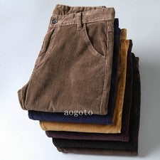 Pantalones informales gruesos de pana para hombre nuevo estilo negocios moda elásticos regulares