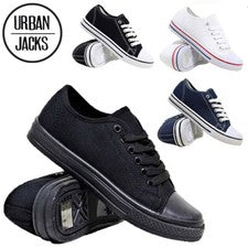 PARA HOMBRES ALPARGATAS INFORMALES DE LONA CON CORDONES ZAPATOS DE SALÓN GIMNASIO PLIMSOLLS ZAPATILLAS TALLA