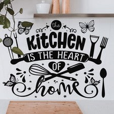 Calcomanía adhesiva de pared de cocina blanca y negra con silueta para decoración de cocina en el hogar