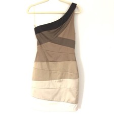 Nuevo con etiquetas Vestido de Cóctel C Luce Un Hombro Marrón Tostado Ombre Para Mujer Talla M Orig $88