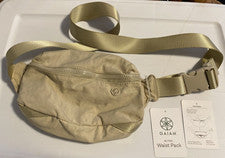 Gaiam Beige Be Free Cintura Pack Bandolera Cinturón Bolso Ajustable Cremallera Cierre Bolsillos
