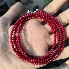 Collar de cuentas facetadas de rubí rojo de 4 mm, delicadas piedras preciosas de rubí de 30 pulgadas