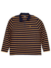 Camisa IZOD Para Hombres Azul Marino y Naranja Rayas Ajuste Clásico Manga Larga Cuarto Cremallera 2X