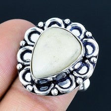 Scolecita piedras preciosas hechas a mano 925 anillo de joyería de plata este...