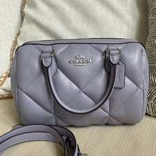 Cartera Coach Rowan CJ610 Puffy Diamond Acolchada Cuero Niebla Lila | Nueva sin etiquetas $499