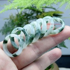 Anillo de la suerte círculo tallado jadeíta natural flor verde certificado Birmania