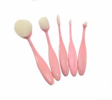 Juego de 5 cepillos faciales de contorno ovalado de belleza de alta gama rosa