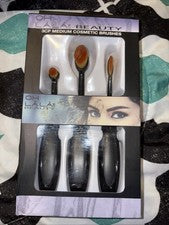 Oh La La!! Cepillo de belleza de maquillaje flexible con mango inclinado cerdas de terciopelo 3 piezas NUEVO