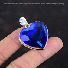 Colgante de aniversario de corazón de compromiso madre piedra cuarzo tanzanita plata 925