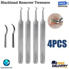 Pinzas removedoras de espinillas X4 extractor de manchas de espinillas de acné clip de aguja curvado