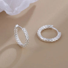 Creolen mit Struktur Design Sterling Silber 925 Damen Ohrringe Gold-Silber