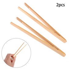 2 piezas pinzas de bambú madera comida tostada ensalada pinzas pinza para cocinar hornear DS$g