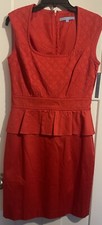 Nuevo con etiquetas Vestido Antonio Melani Funda Midi Carrera Clásico Naranja Para Mujer Talla 6 $169